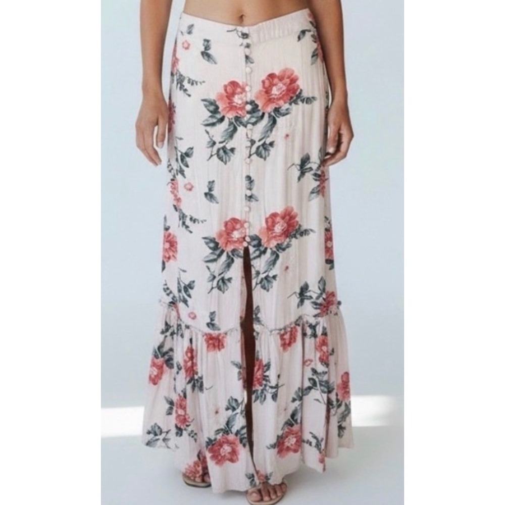 American Eagle Floral Maxi Skirt Women Medium Pink